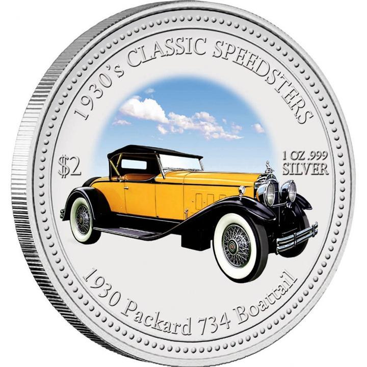 картинка Классические гоночные автомобили 30-х годов (2 Dollars) - набор из 4-x монет Острова Кука от Петроинвест